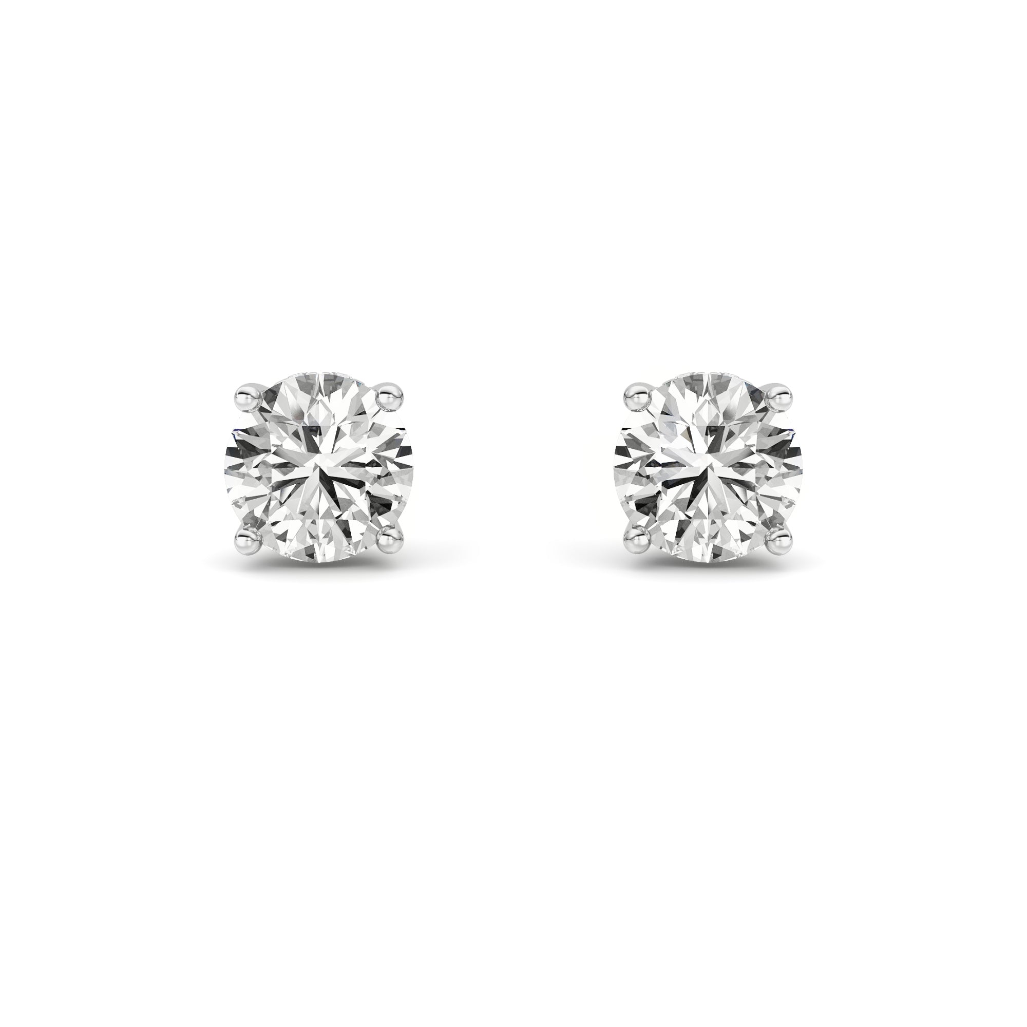 2CTW Round Shaped Lab Grown Diamond (F/VVS) Hidden Halo Stud Earrings in 14K Gold