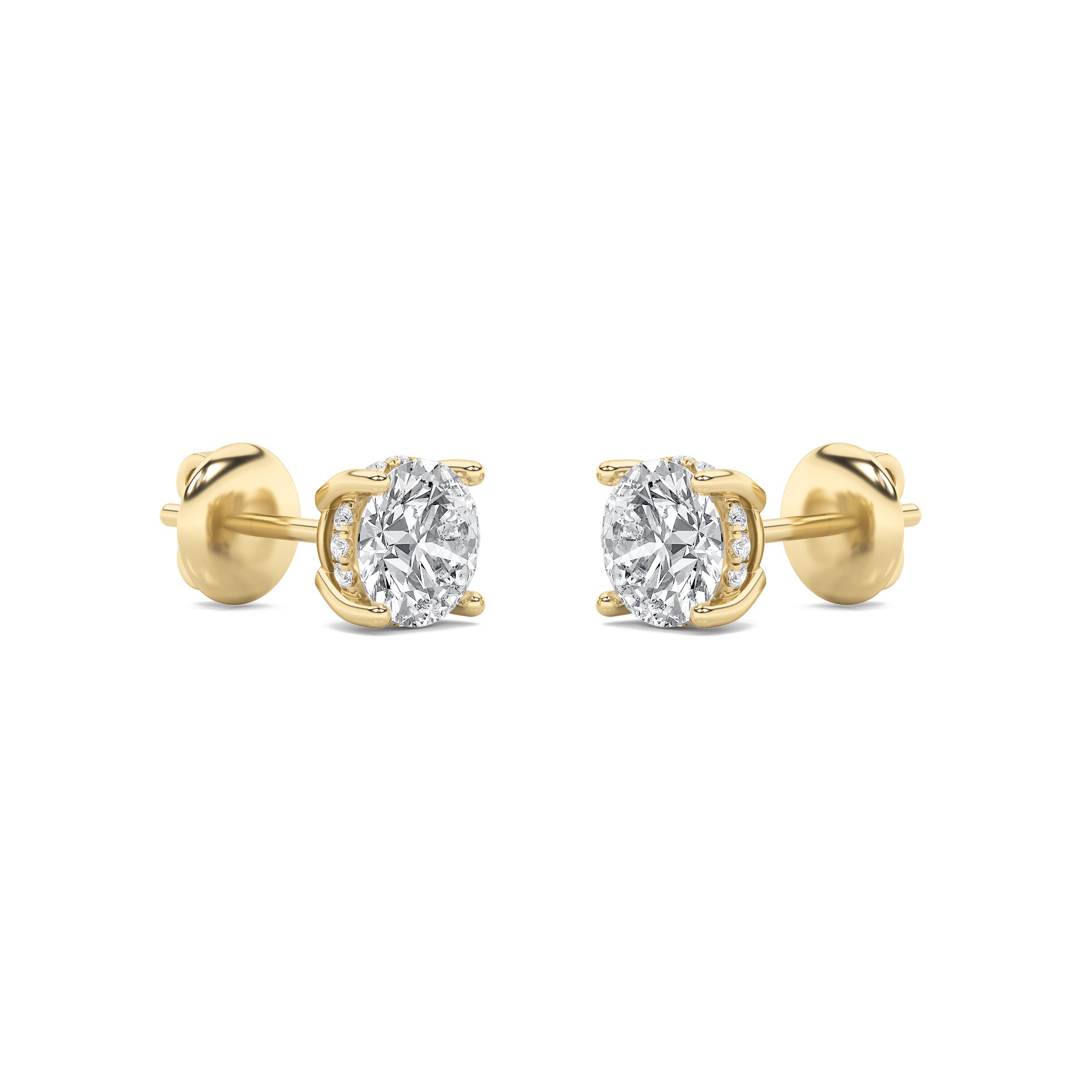 2CTW Round Shaped Lab Grown Diamond (F/VS) Hidden Halo Stud Earrings in 14K Gold