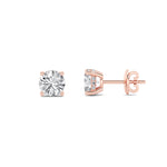2CTW Round Shaped Lab Grown Diamond (F/VVS) Hidden Halo Stud Earrings in 14K Gold