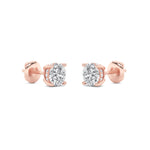 2CTW Round Shaped Lab Grown Diamond (F/VVS) Hidden Halo Stud Earrings in 14K Gold