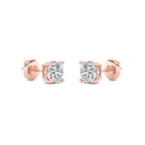2CTW Round Shaped Lab Grown Diamond (F/VVS) Hidden Halo Stud Earrings in 14K Gold