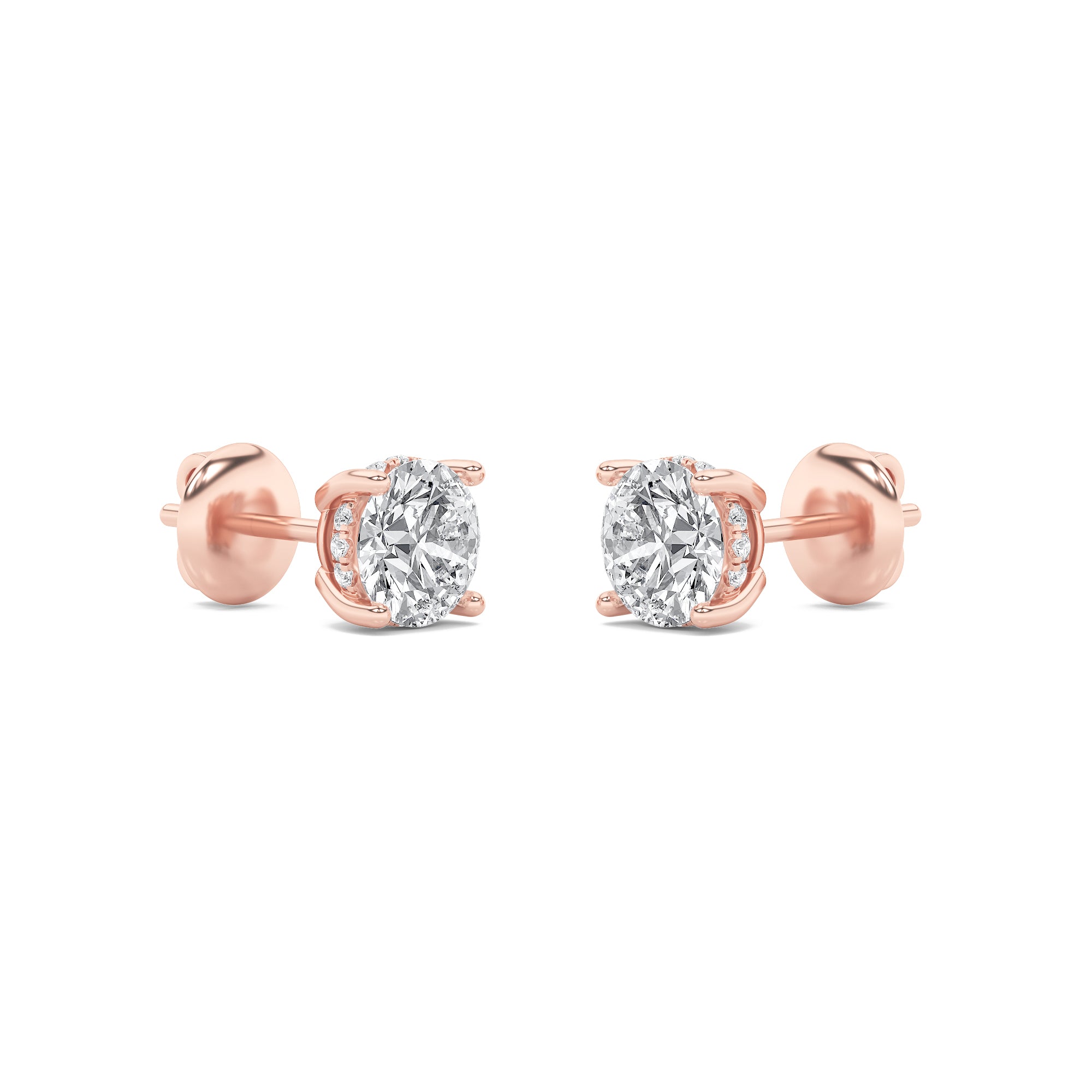 2CTW Round Shaped Lab Grown Diamond (F/VVS) Hidden Halo Stud Earrings in 14K Gold