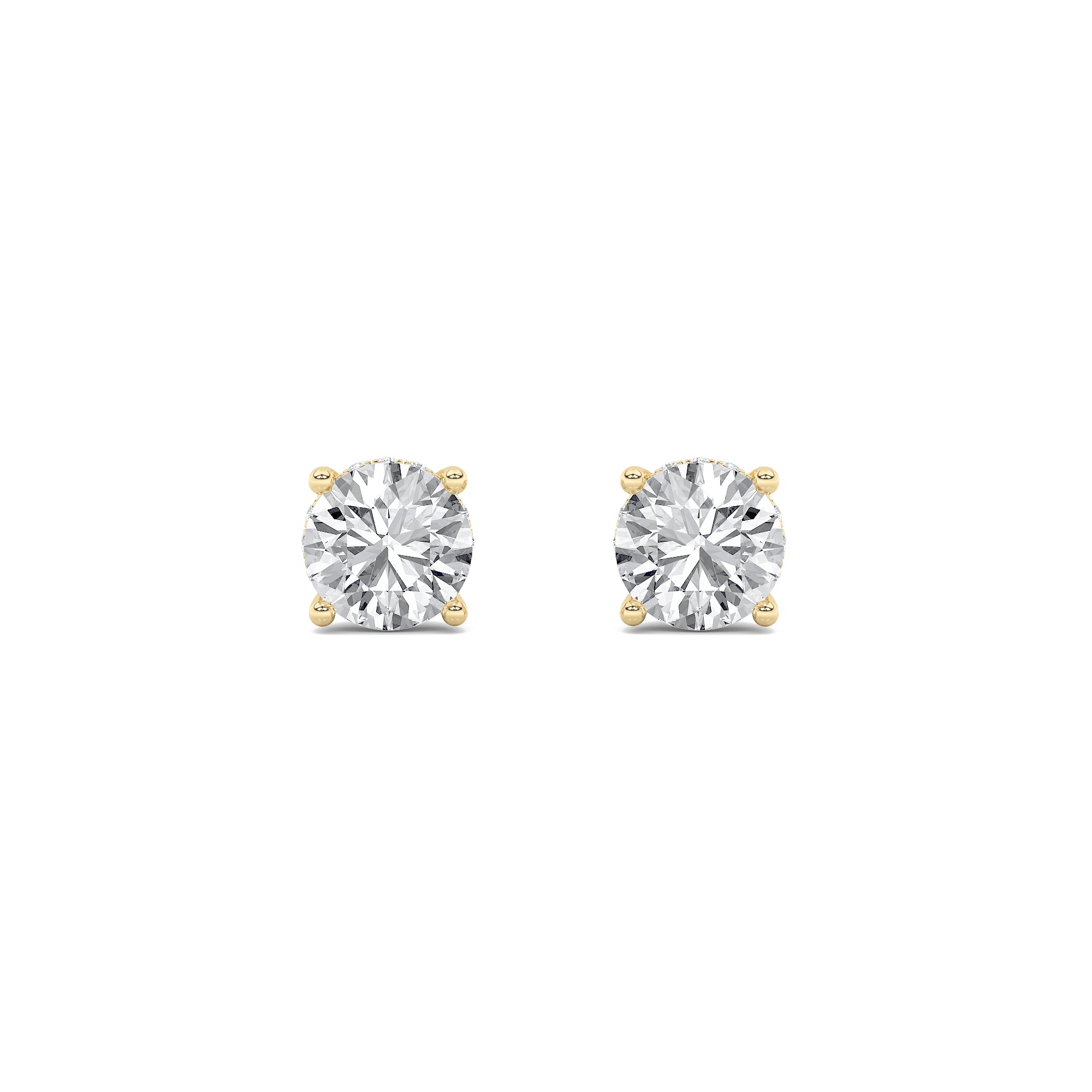 3CTW Round Shaped Lab Grown Diamond (G/VS) Hidden Halo Stud Earrings in 14K Gold