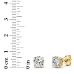 3CTW Round Shaped Lab Grown Diamond (G/VS) Hidden Halo Stud Earrings in 14K Gold
