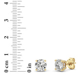 3CTW Round Shaped Lab Grown Diamond (G/VS) Hidden Halo Stud Earrings in 14K Gold