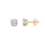 5CTW Round Shaped Lab Grown Diamond (F/VS) Hidden Halo Stud Earrings in 14K Gold