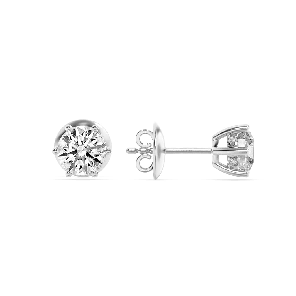 3CTW Round Shaped Lab Grown Diamond (F/VS) Hidden Halo Stud Earrings in 14K Gold