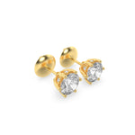 3CTW Round Shaped Lab Grown Diamond (F/VS) Hidden Halo Stud Earrings in 14K Gold