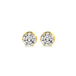 3CTW Round Shaped Lab Grown Diamond (F/VS) Hidden Halo Stud Earrings in 14K Gold