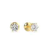 3CTW Round Shaped Lab Grown Diamond (F/VS) Hidden Halo Stud Earrings in 14K Gold