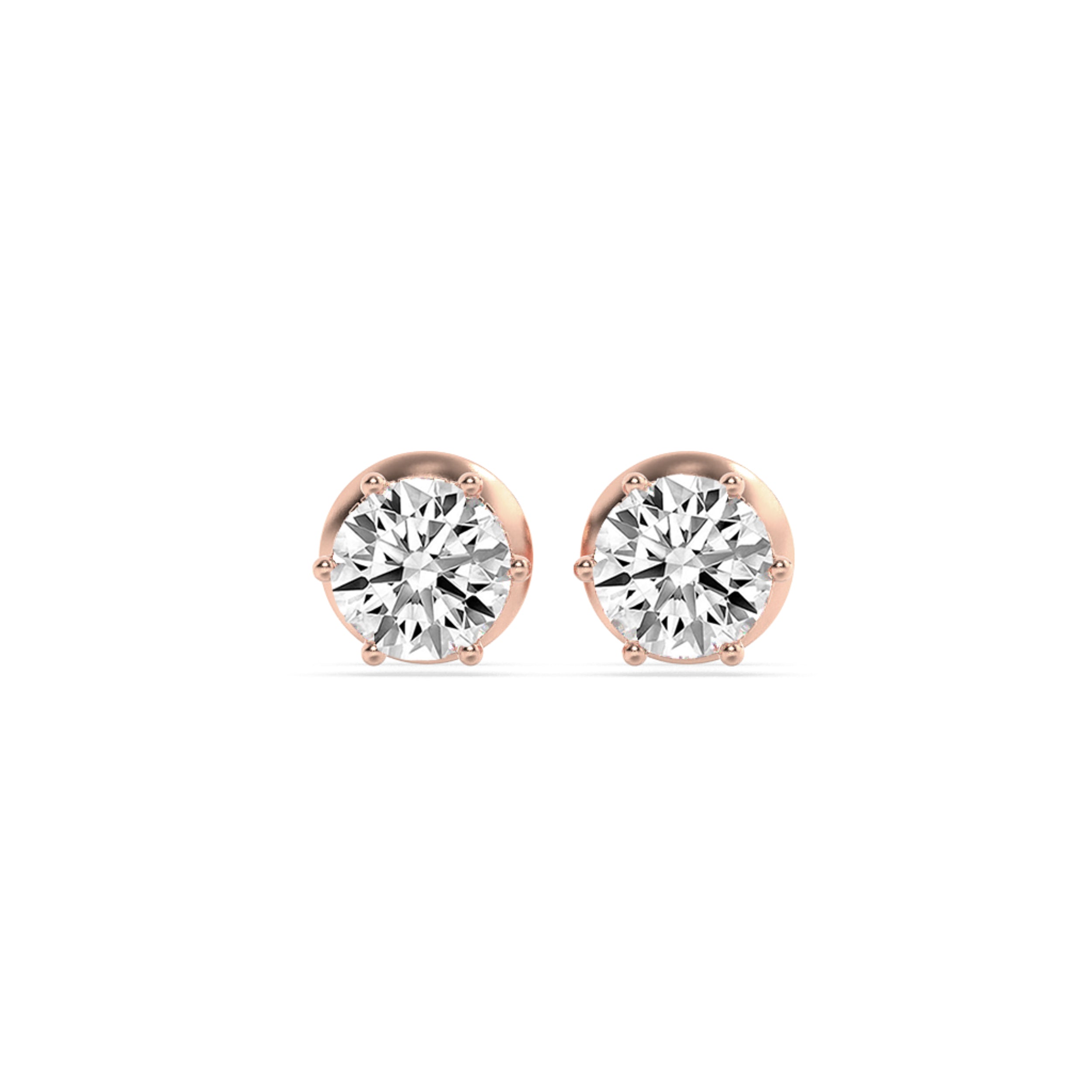 3CTW Round Shaped Lab Grown Diamond (F/VS) Hidden Halo Stud Earrings in 14K Gold