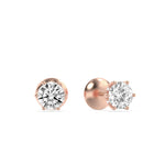 3CTW Round Shaped Lab Grown Diamond (F/VS) Hidden Halo Stud Earrings in 14K Gold