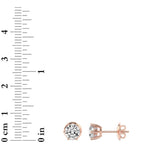 3CTW Round Shaped Lab Grown Diamond (F/VS) Hidden Halo Stud Earrings in 14K Gold