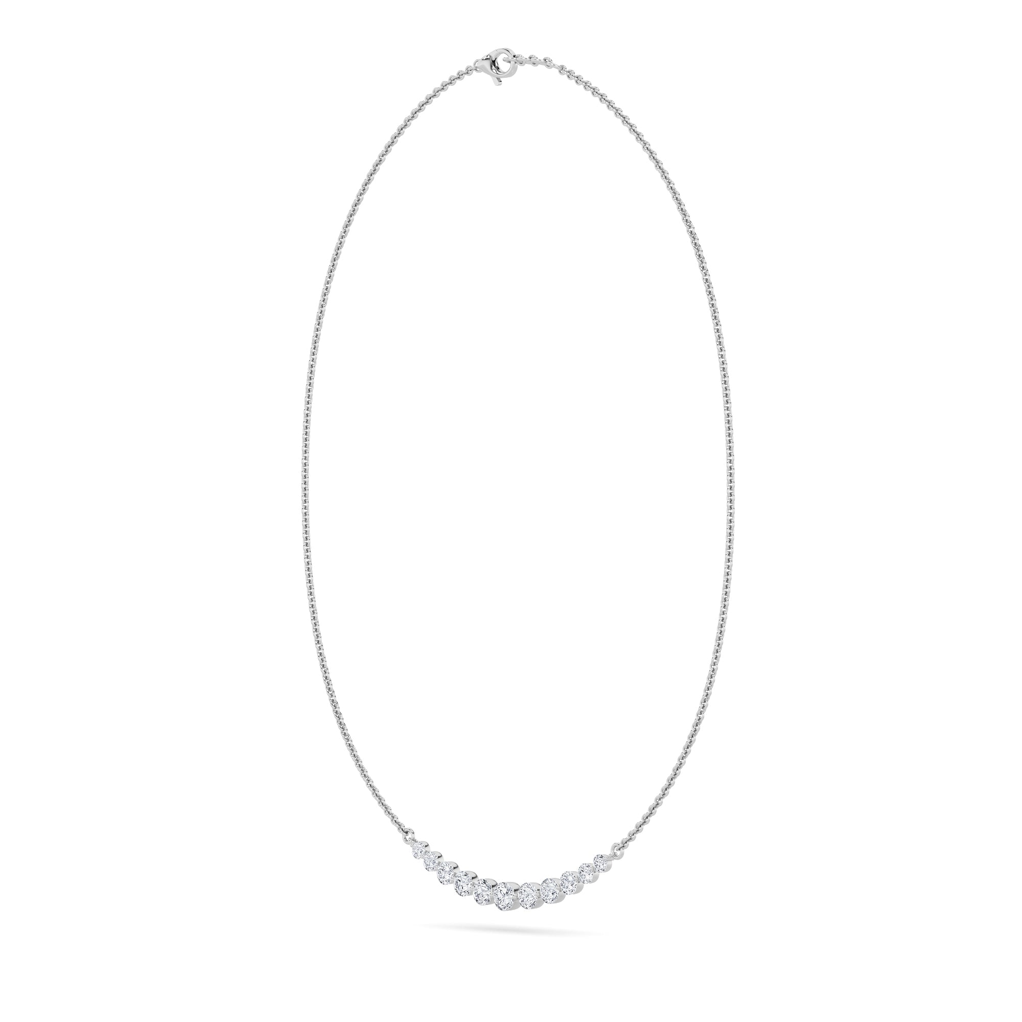 3CTW Round Shaped Lab Grown Diamond (F/VS) Graduating half    Necklace in 14K Gold