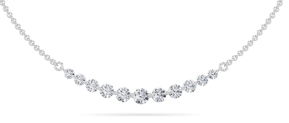 3CTW Round Shaped Lab Grown Diamond (F/VS) Graduating half    Necklace in 14K Gold