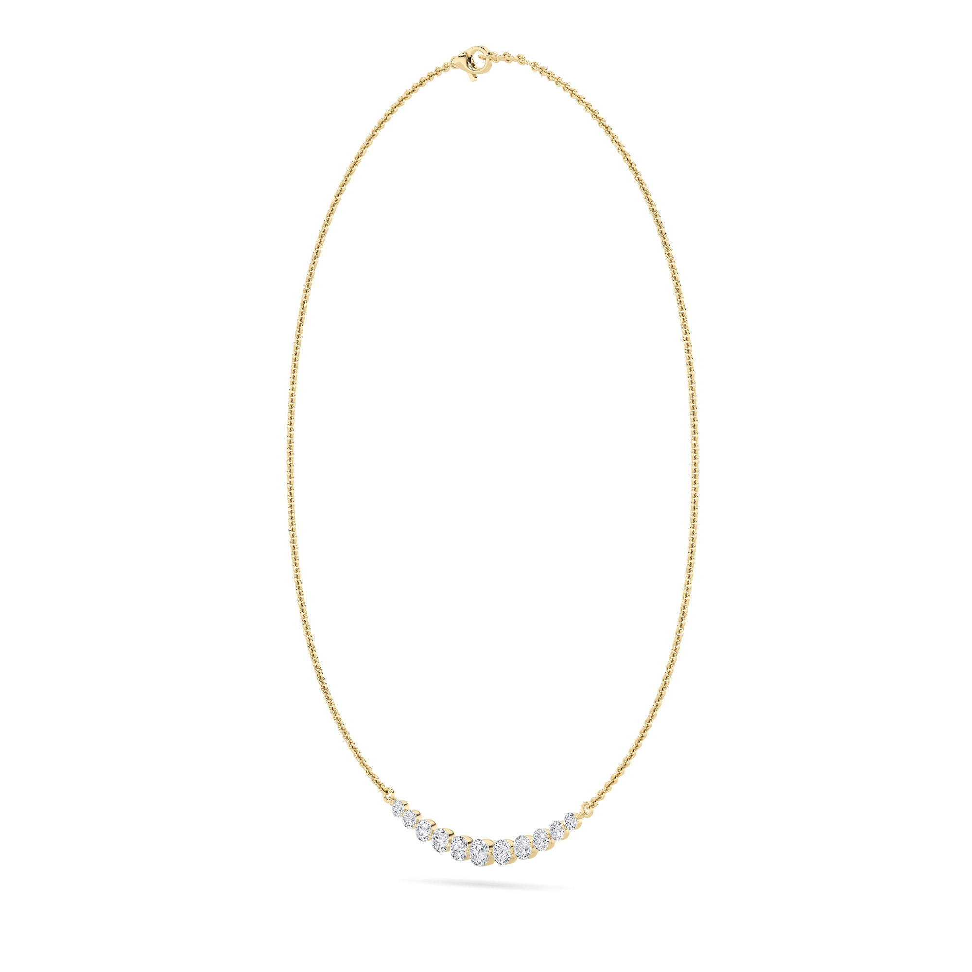3CTW Round Shaped Lab Grown Diamond (F/VS) Graduating half    Necklace in 14K Gold