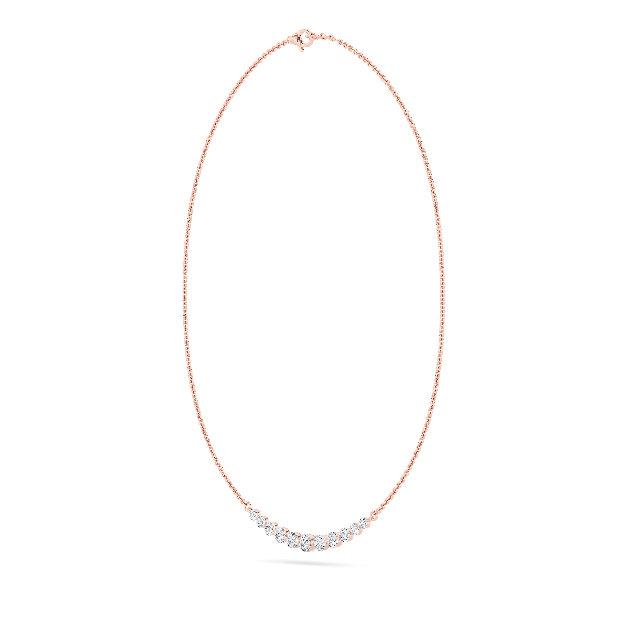 3CTW Round Shaped Lab Grown Diamond (F/VS) Graduating half    Necklace in 14K Gold