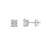 2CTW Princess Shaped Lab Grown Diamond (F/VS) Hidden Halo Stud Earrings in 14K Gold