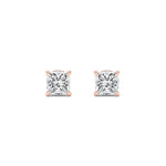 2CTW Princess Shaped Lab Grown Diamond (F/VS) Hidden Halo Stud Earrings in 14K Gold