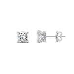 5CTW Princess Shaped Lab Grown Diamond (F/VS) Hidden Halo Stud Earrings in 14K Gold