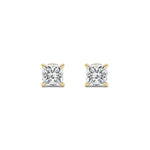 5CTW Princess Shaped Lab Grown Diamond (F/VS) Hidden Halo Stud Earrings in 14K Gold
