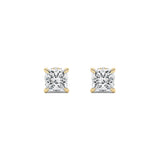 5CTW Princess Shaped Lab Grown Diamond (F/VS) Hidden Halo Stud Earrings in 14K Gold