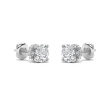 1CTW Round Shaped Lab Grown Diamond (F/VS) Hidden Halo Stud Earrings in 14K Gold