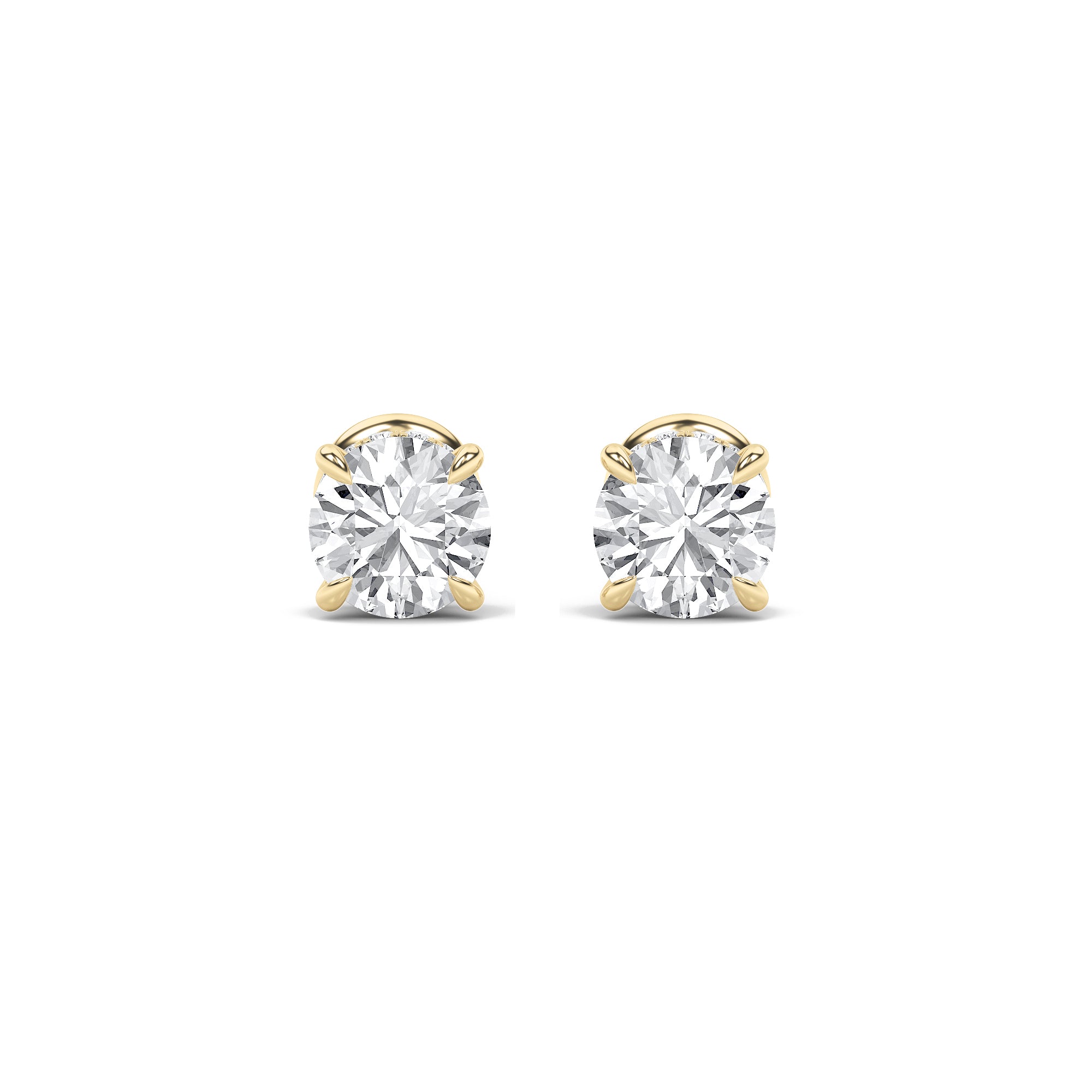 2CTW Round Shaped Lab Grown Diamond (F/VVS) Hidden Halo Stud Earrings in 14K Gold