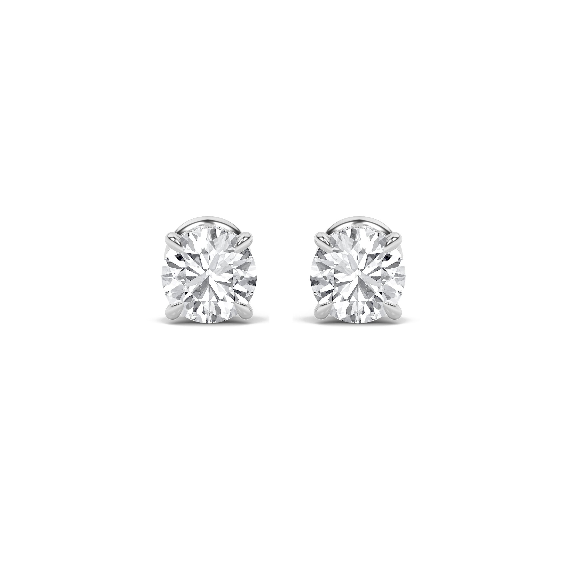 3CTW Round Shaped Lab Grown Diamond (F/VS) Hidden Halo Stud Earrings in 14K Gold