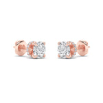 3CTW Round Shaped Lab Grown Diamond (F/VS) Hidden Halo Stud Earrings in 14K Gold