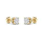 5CTW Round Shaped Lab Grown Diamond (F/VS) Hidden Halo Stud Earrings in 14K Gold