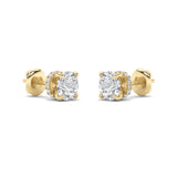 5CTW Round Shaped Lab Grown Diamond (F/VS) Hidden Halo Stud Earrings in 14K Gold