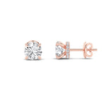 5CTW Round Shaped Lab Grown Diamond (F/VS) Hidden Halo Stud Earrings in 14K Gold