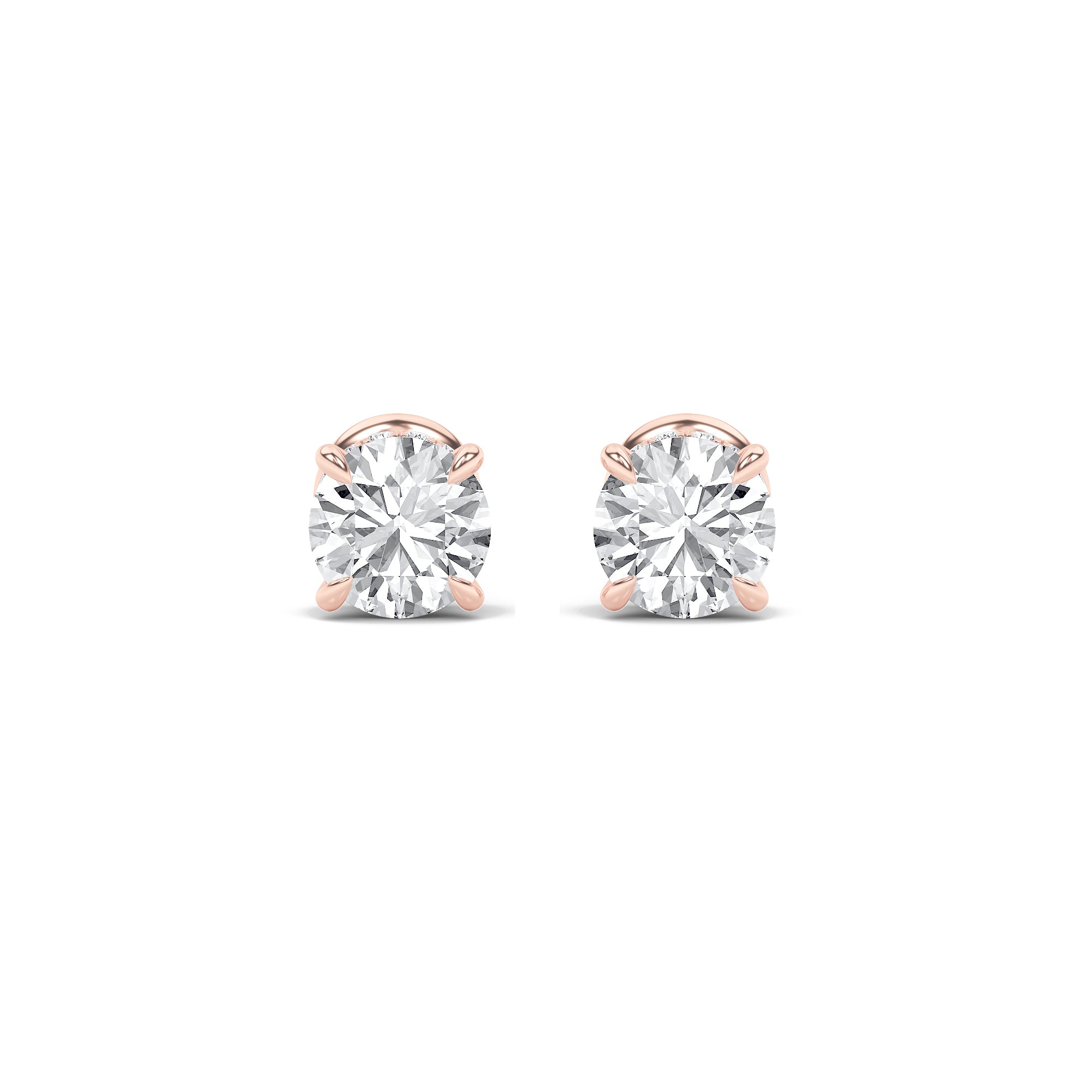 5CTW Round Shaped Lab Grown Diamond (F/VS) Hidden Halo Stud Earrings in 14K Gold