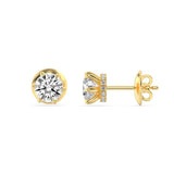 3CTW Round Shaped Lab Grown Diamond (F/VS) Hidden Halo Stud Earrings in 14K Gold
