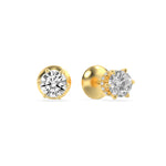 3CTW Round Shaped Lab Grown Diamond (F/VS) Hidden Halo Stud Earrings in 14K Gold