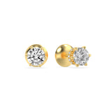 3CTW Round Shaped Lab Grown Diamond (F/VS) Hidden Halo Stud Earrings in 14K Gold