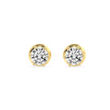 3CTW Round Shaped Lab Grown Diamond (F/VS) Hidden Halo Stud Earrings in 14K Gold