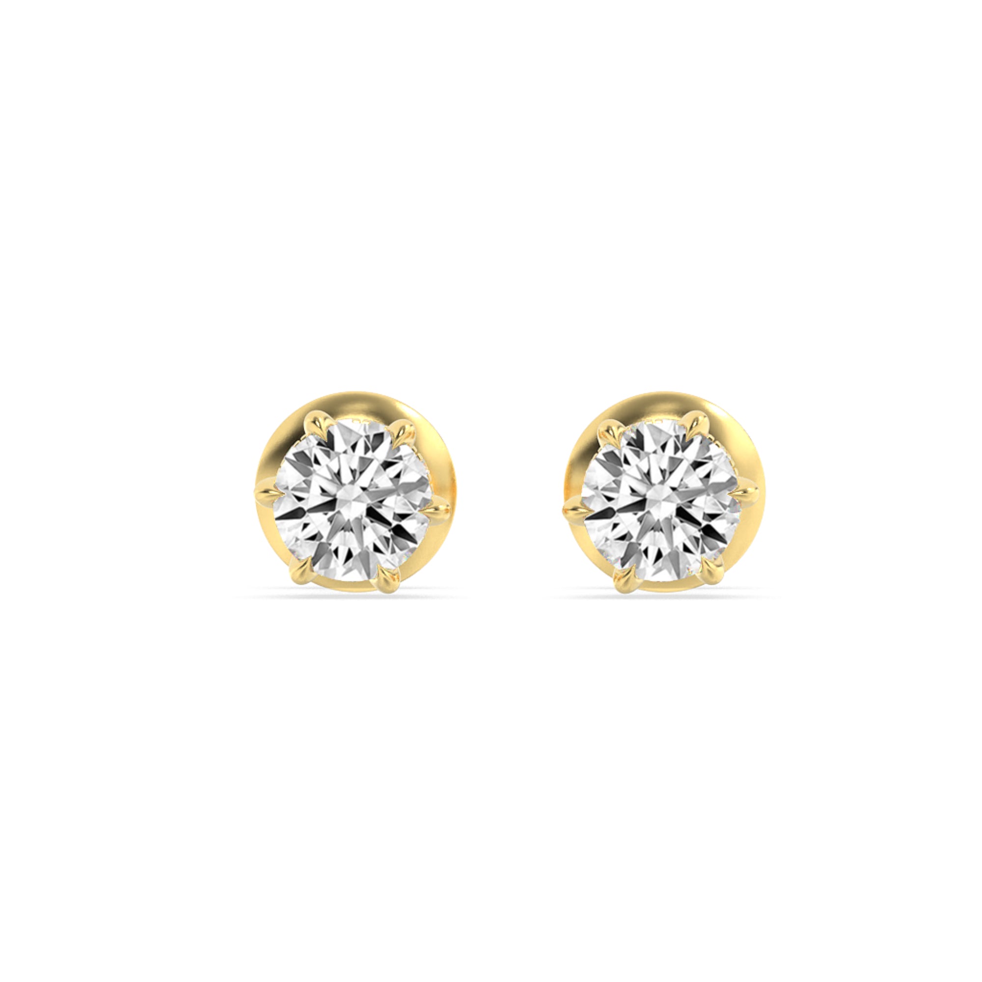 3CTW Round Shaped Lab Grown Diamond (F/VS) Hidden Halo Stud Earrings in 14K Gold