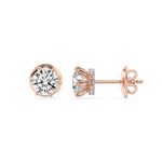 3CTW Round Shaped Lab Grown Diamond (F/VS) Hidden Halo Stud Earrings in 14K Gold