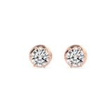 3CTW Round Shaped Lab Grown Diamond (F/VS) Hidden Halo Stud Earrings in 14K Gold