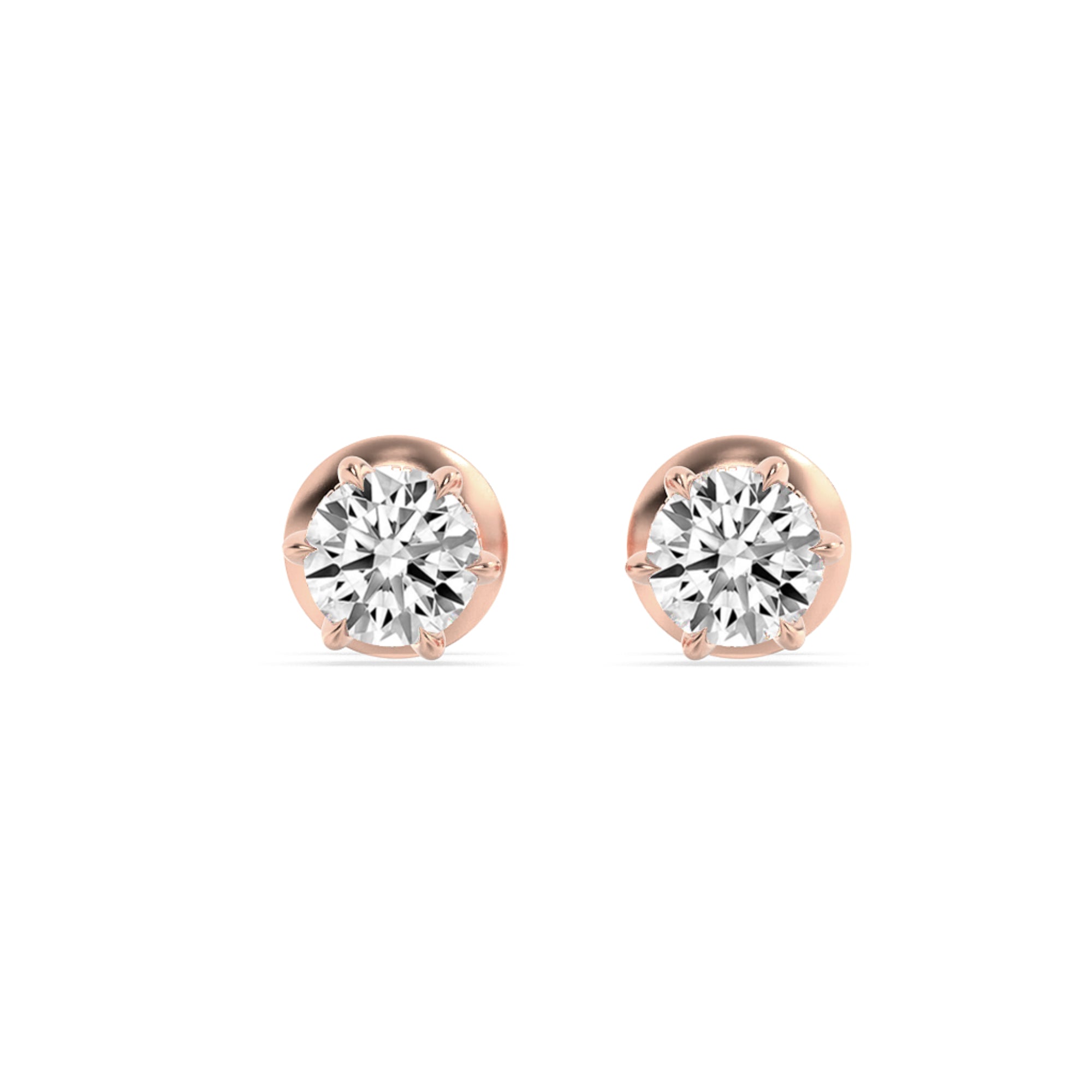 3CTW Round Shaped Lab Grown Diamond (F/VS) Hidden Halo Stud Earrings in 14K Gold