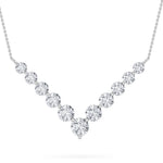 5CTW Round Shaped Lab Grown Diamond (F/VS) Graduating V Necklace in 14K Gold