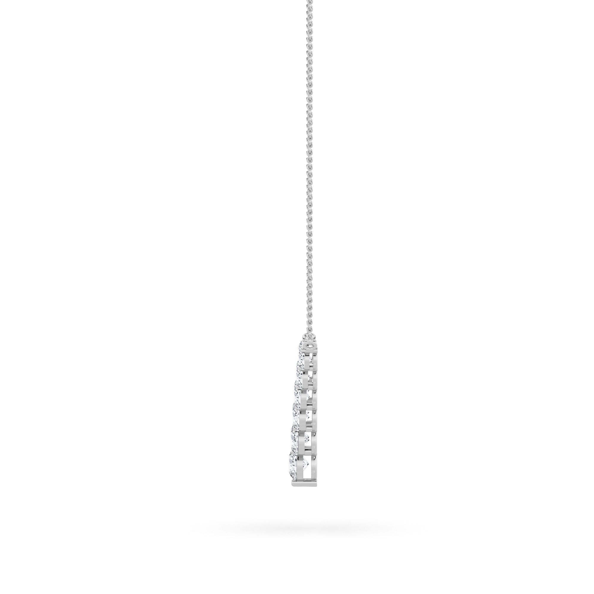 5CTW Round Shaped Lab Grown Diamond (F/VS) Graduating V Necklace in 14K Gold