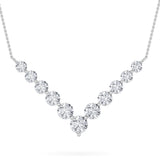 5CTW Round Shaped Lab Grown Diamond (F/VS) Graduating V Necklace in 14K Gold