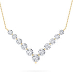 5CTW Round Shaped Lab Grown Diamond (F/VS) Graduating V Necklace in 14K Gold