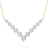 5CTW Round Shaped Lab Grown Diamond (F/VS) Graduating V Necklace in 14K Gold