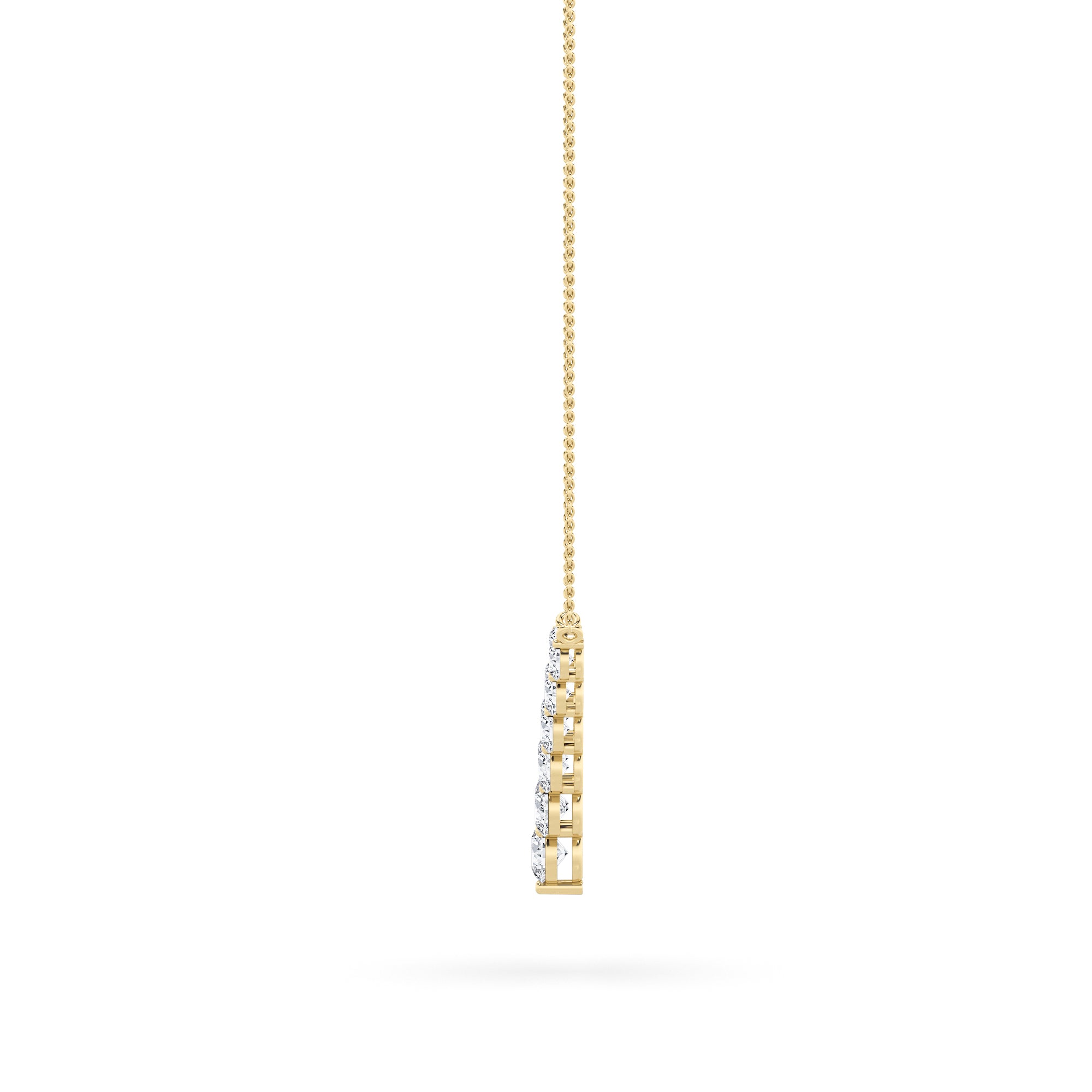 5CTW Round Shaped Lab Grown Diamond (F/VS) Graduating V Necklace in 14K Gold