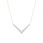 5CTW Round Shaped Lab Grown Diamond (F/VS) Graduating V Necklace in 14K Gold