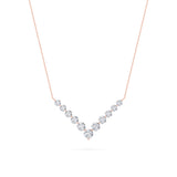 5CTW Round Shaped Lab Grown Diamond (F/VS) Graduating V Necklace in 14K Gold